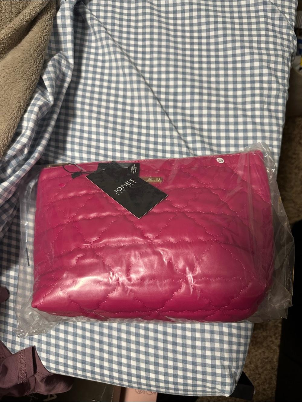 Jones New York Quilted Hot Pink Cosmetic Pouch